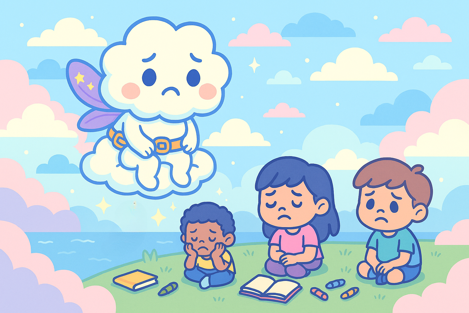 Yosi with children illustration